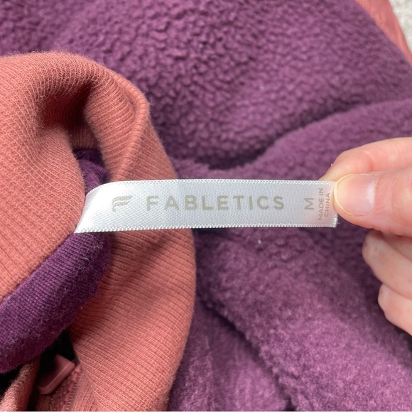 Fabletics Mallory Quarter Zip Fleece Sherpa Pullover Purple Burgundy Medium - Picture 5 of 9